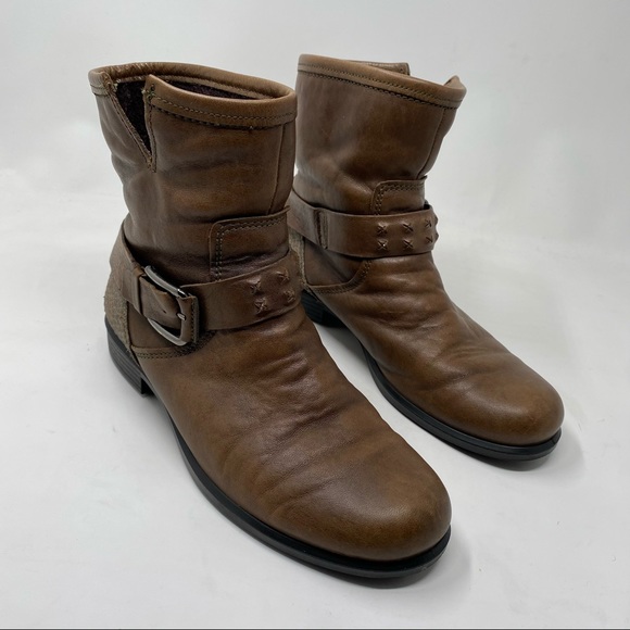 Ecco Moto Ankle Boots Brown 38 Leather Booties - Picture 4 of 14